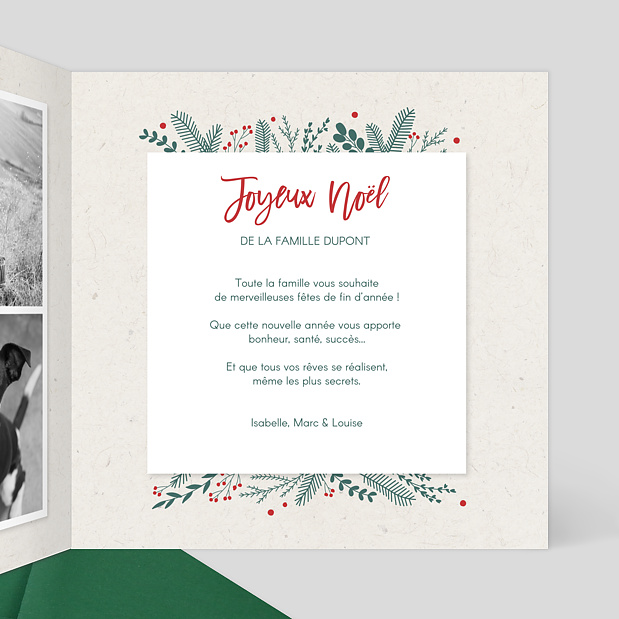 Carte de Noël Cadre Photo Festif Intérieur Droit