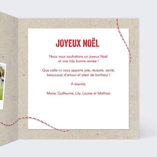 Carte de Noël Polaroïd Intérieur Droit