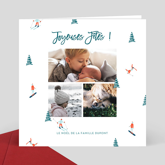 Carte De Noel Skieurs Popcarte
