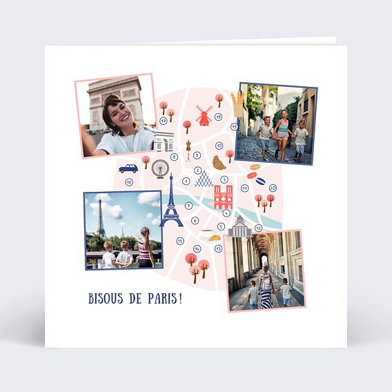 Carte Postale Bisous de Paris