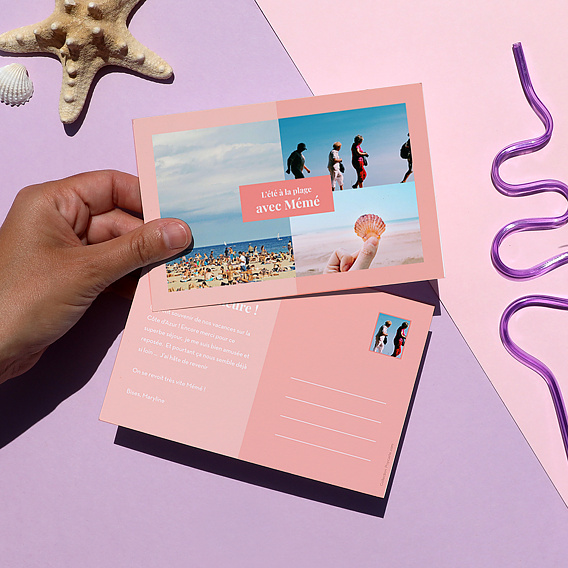 Carte Postale Fond rose 