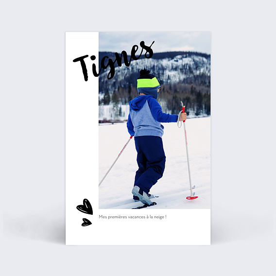 Carte postale Hiver Cadre Blanc Avec Coeur