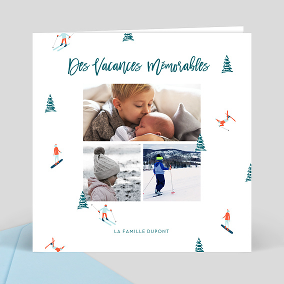 Carte Postale Hiver Skieurs 