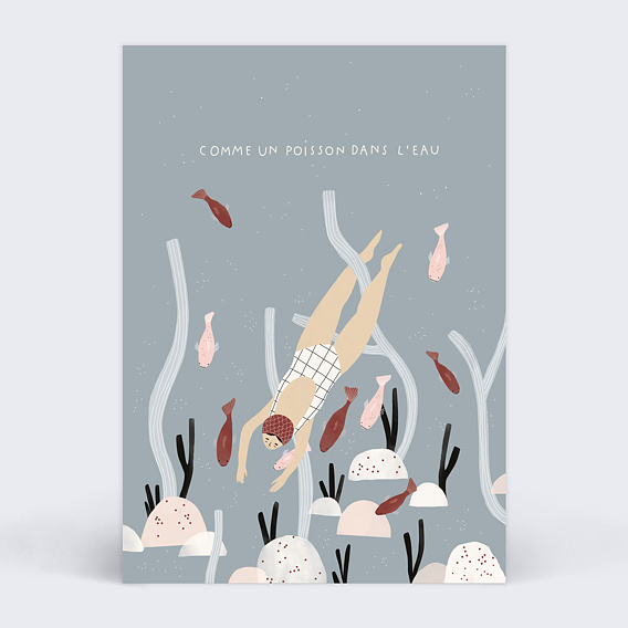 Carte postale Jennifer Bouron x Popcarte - Poisson dans l'eau