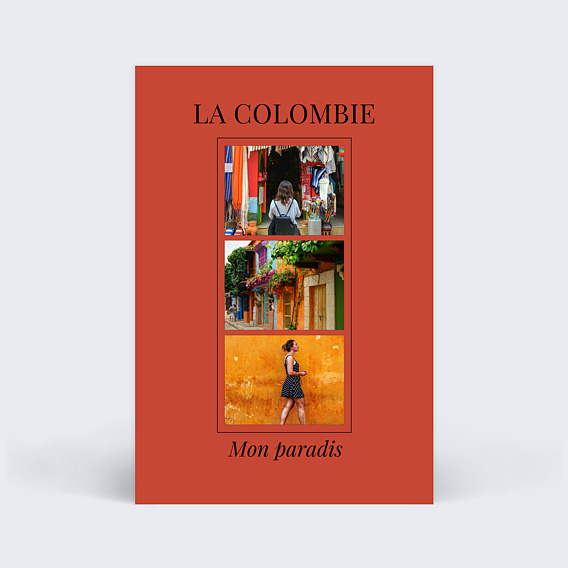 Carte postale Multiphoto fond rouge