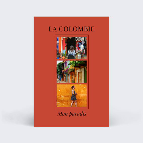 Carte postale Multiphoto fond rouge