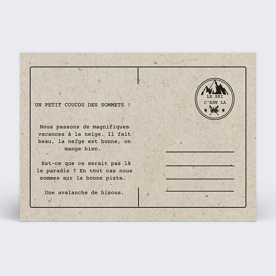 Carte postale Hiver vintage Verso