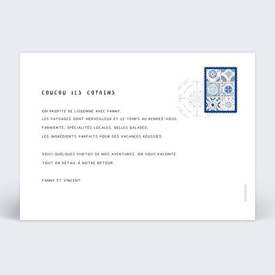 Carte postale Azulejos Verso