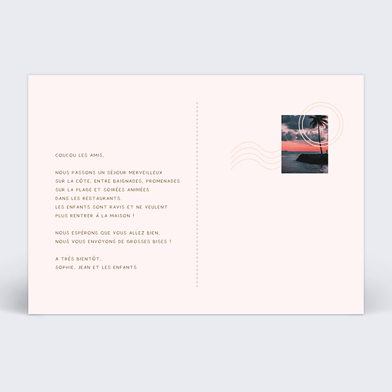 Carte postale Brise d’été Verso