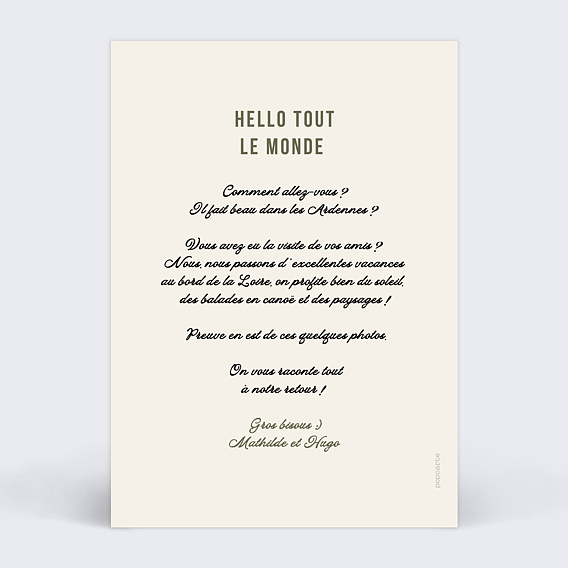 Carte postale Camping Automnal Vert Verso