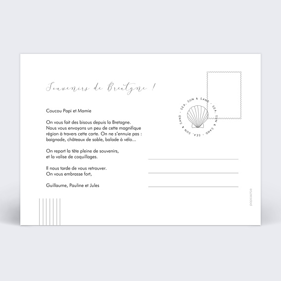 Carte postale Carré Original Verso