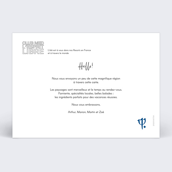 Carte Collaboration Carte Club Med Verso