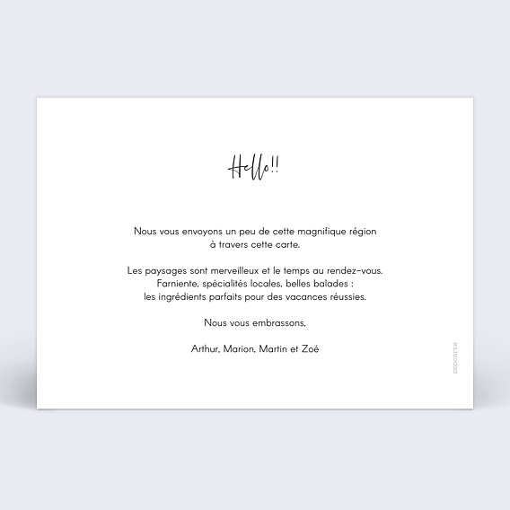 Carte postale Charme classique Verso