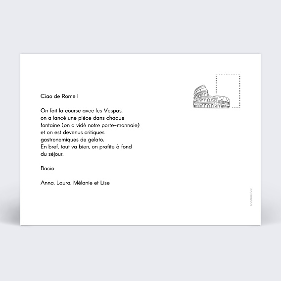 Carte postale Colisée de Rome Verso