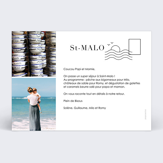 Carte postale Destination Verticale Verso