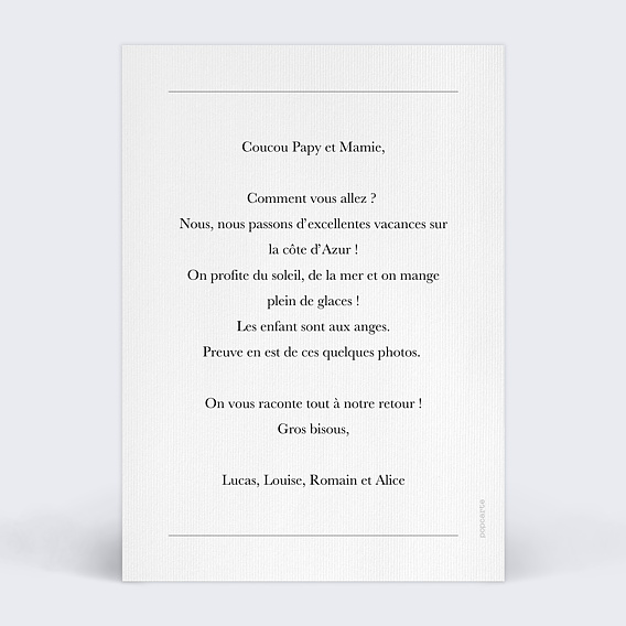 Carte postale Douze Souvenirs Verso