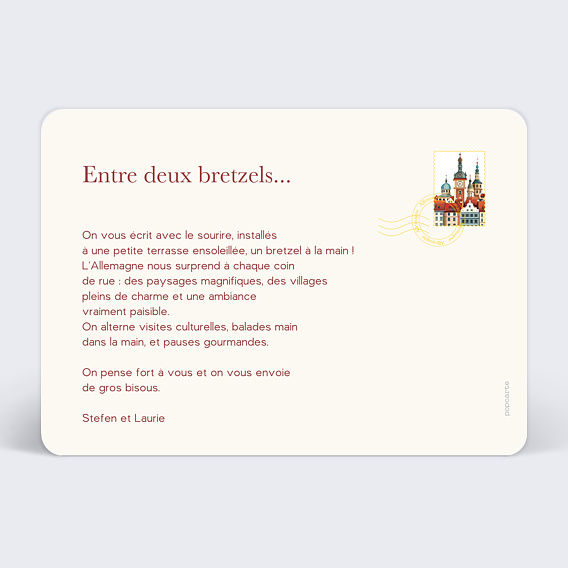 Carte postale Drapeau Allemagne Verso