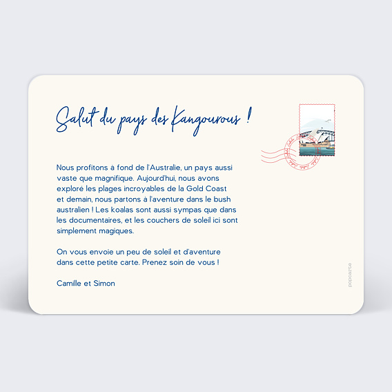 Carte postale Drapeau Australie Verso