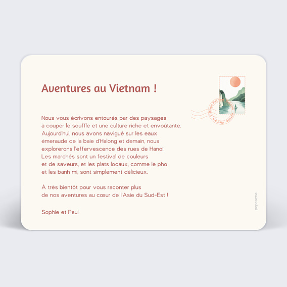 Carte postale Drapeau Vietnam Verso