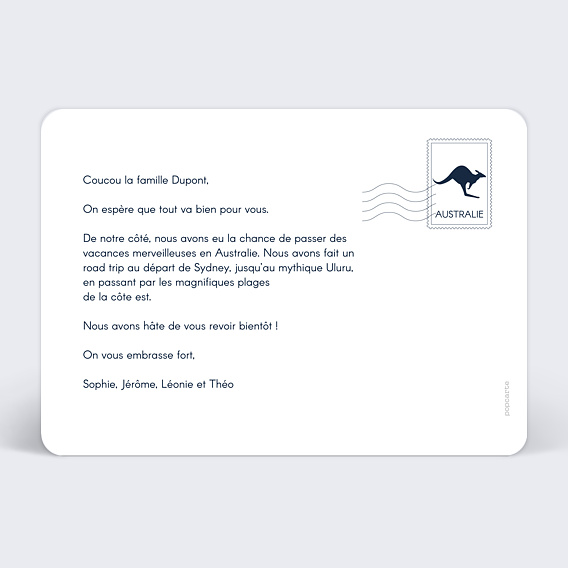 Carte postale Étiquette Australie Verso