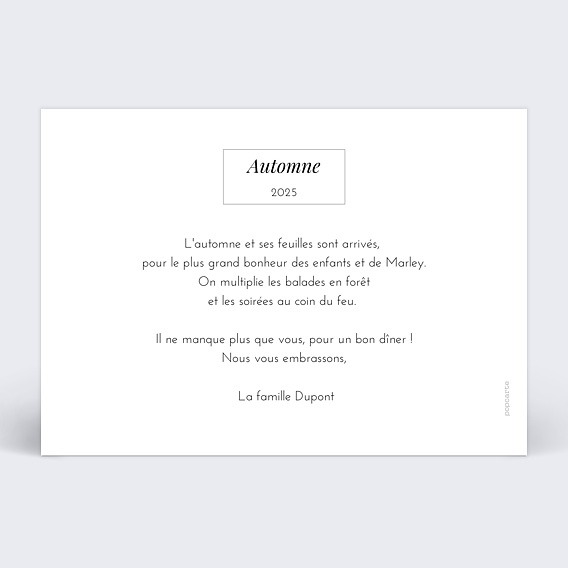 Carte postale Etiquette Automne Verso