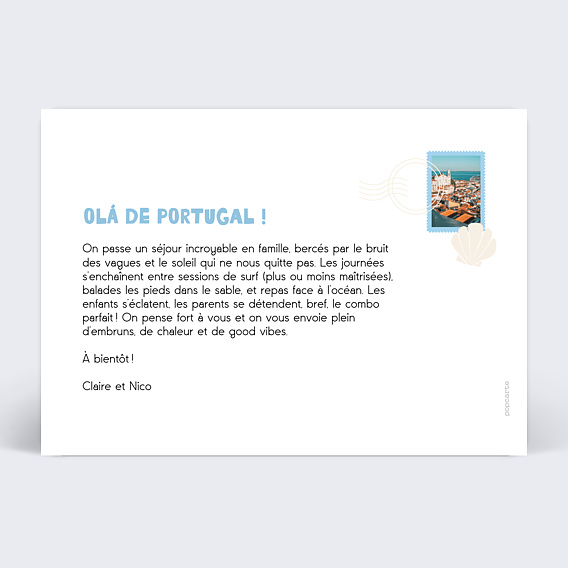 Carte postale Étiquette Coquillage Verso