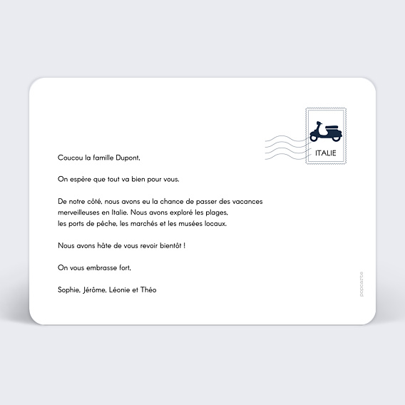 Carte postale Etiquette Italie Verso