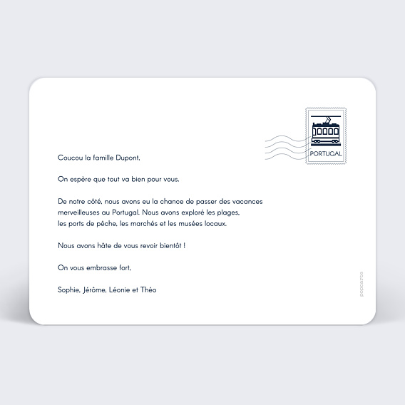 Carte postale Étiquette Portugal Verso