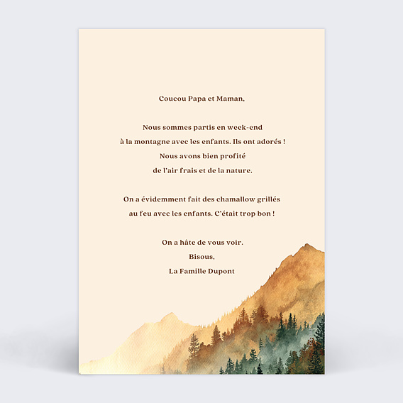 Carte postale Forêt d’automne Verso