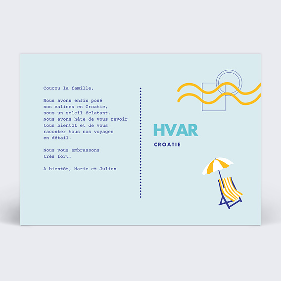 Carte postale Funky Azul Verso