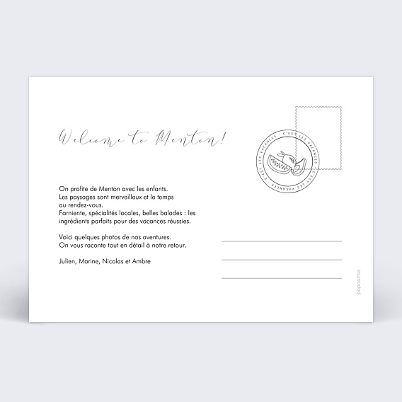 Carte postale Grande Grille Verso