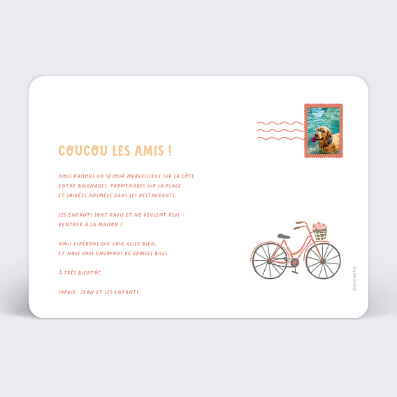 Carte postale Itinéraire à Vélo Verso