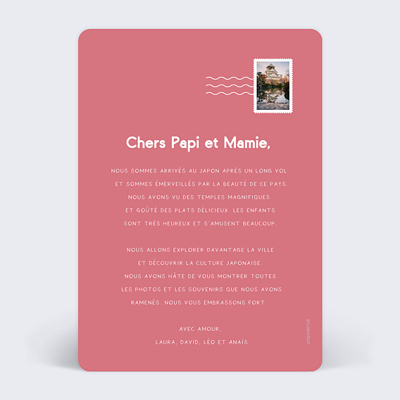 Carte postale Japon Illustré Verso