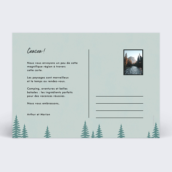 Carte postale Montagne et Randonnée Verso