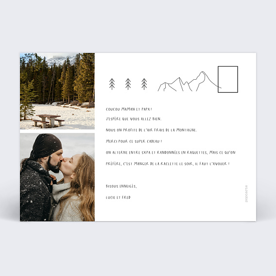 Carte postale Montagne Paysage Verso