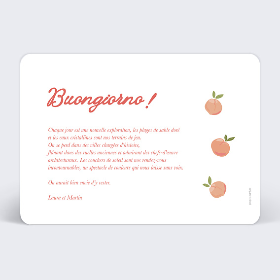 Carte postale Peach Verso