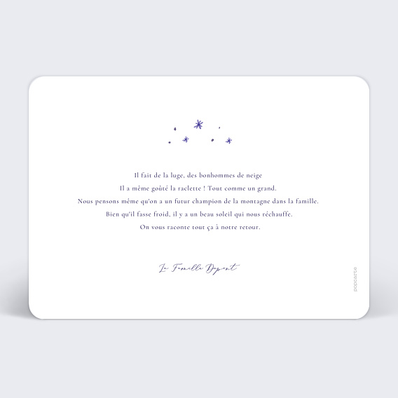 Carte postale Flocons Bleus Verso