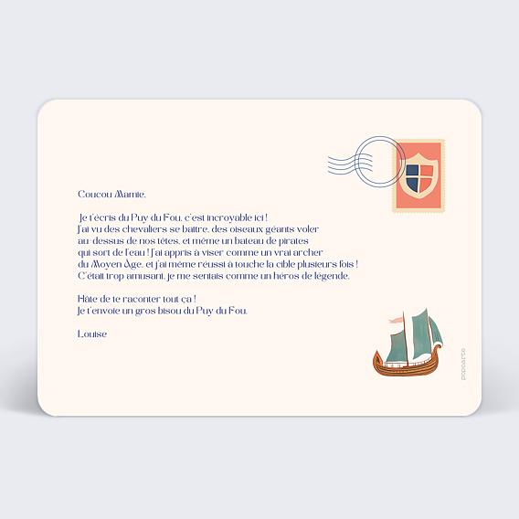 Carte postale Puy du Fou Verso