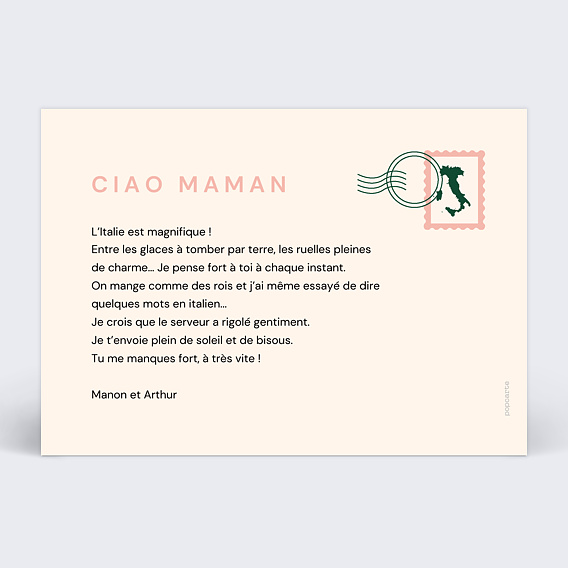 Carte postale Maps Italie Verso