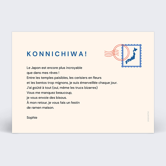 Carte postale Maps Japon Verso