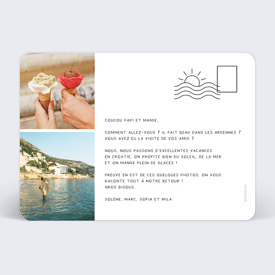 Carte postale Soleil Couchant Paysage Verso