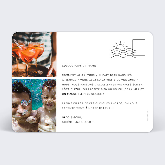 Carte postale Soleil Couchant Verso