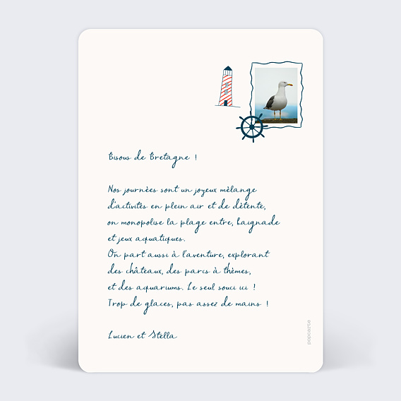 Carte postale Souvenirs de Bretagne Verso