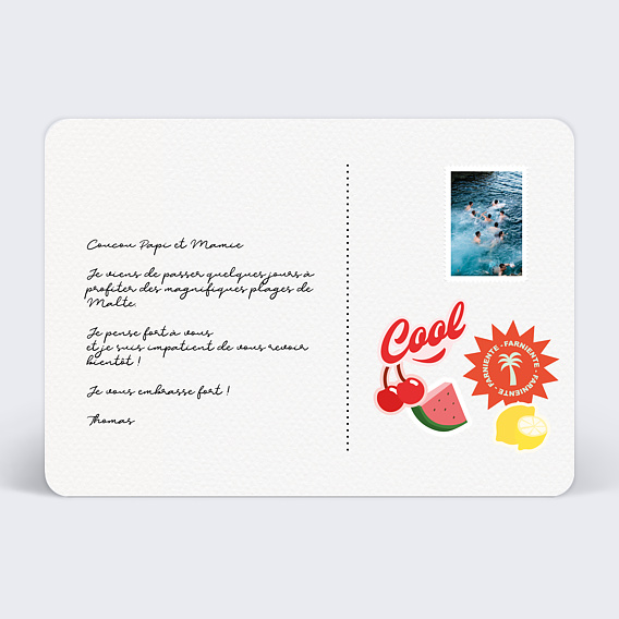 Carte postale Stickers Verso