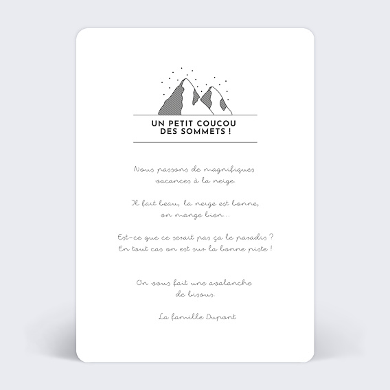 Carte postale Tampon Montagne Blanc Verso