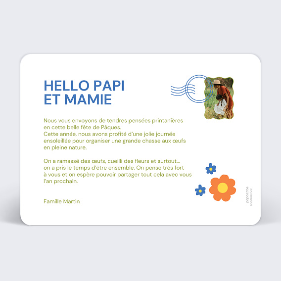 Carte postale Typographie Joyeuse Pâques Verso