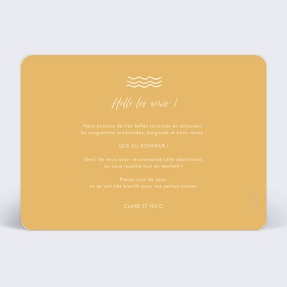 Carte postale Vague et soleil Verso