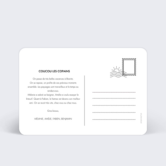 Carte postale Etiquette Editorial Verso