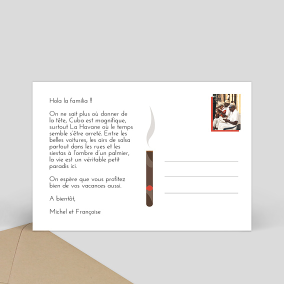 Carte postale Cuba Verso