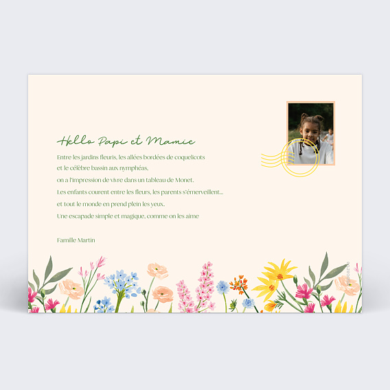 Carte postale Jardin Fleuri Verso